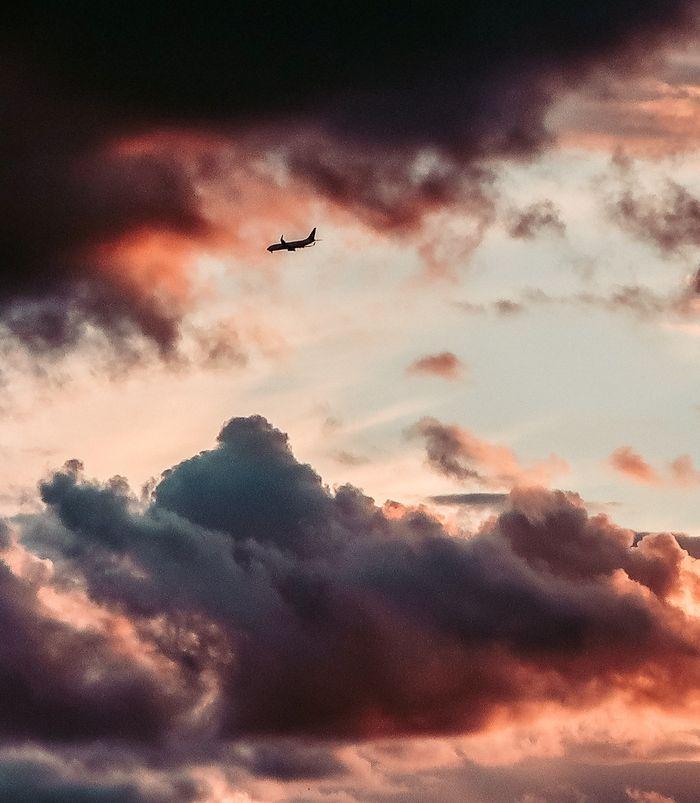 Plane Sky Clouds